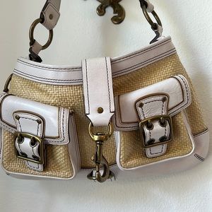 Vintage raffia coach handbag